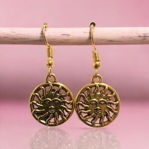 Handmade Smiling Sun Dangle Earrings